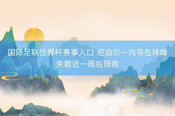 国际足联世界杯赛事入口 尼泊尔一向导在珠峰失散近一周后获救