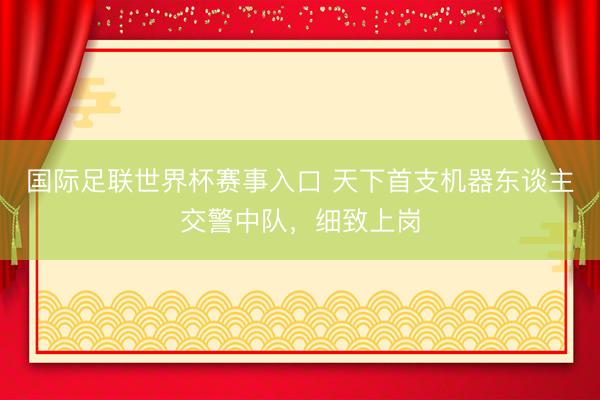 国际足联世界杯赛事入口 天下首支机器东谈主交警中队，细致上岗