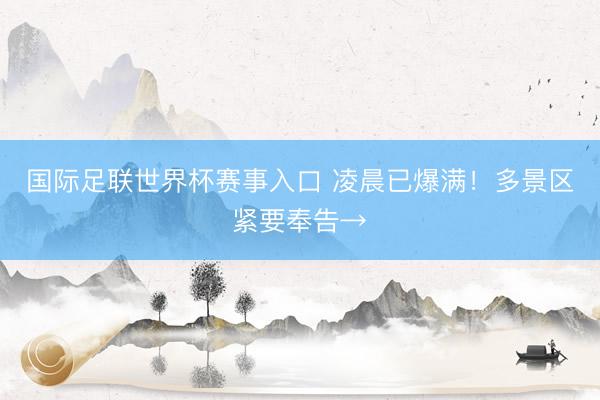 国际足联世界杯赛事入口 凌晨已爆满！多景区紧要奉告→